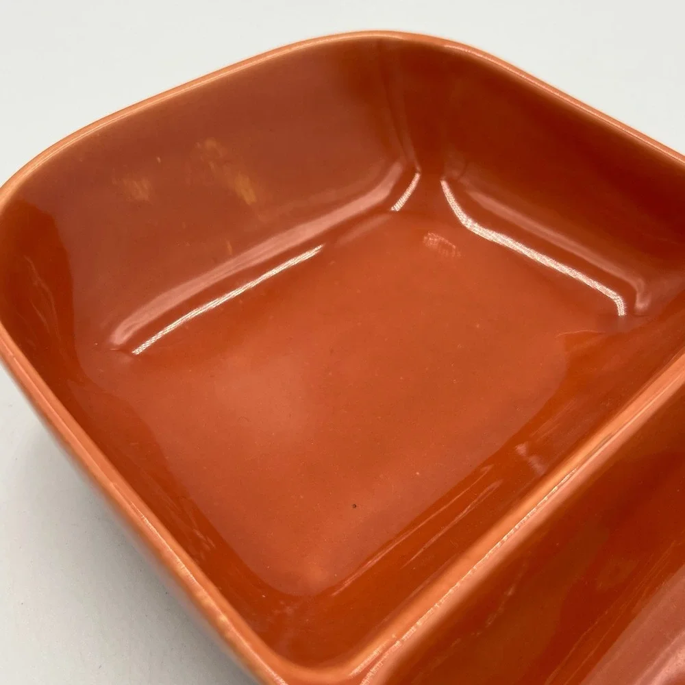 Vintage Franciscan‎ Divided Dish Orange Glaze California USA Mid Century 11